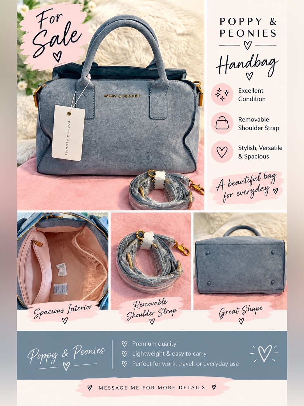 Mini Uptown Tote Blue Suede